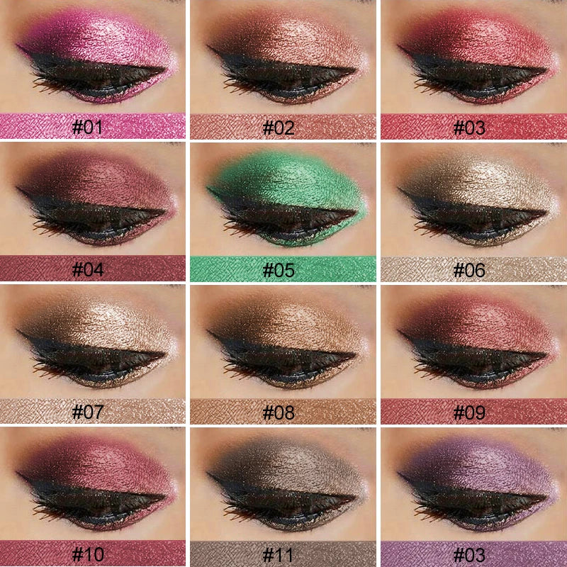 Stick d'ombre à paupières liquide pailletée monochrome, paillettes dorées et violettes