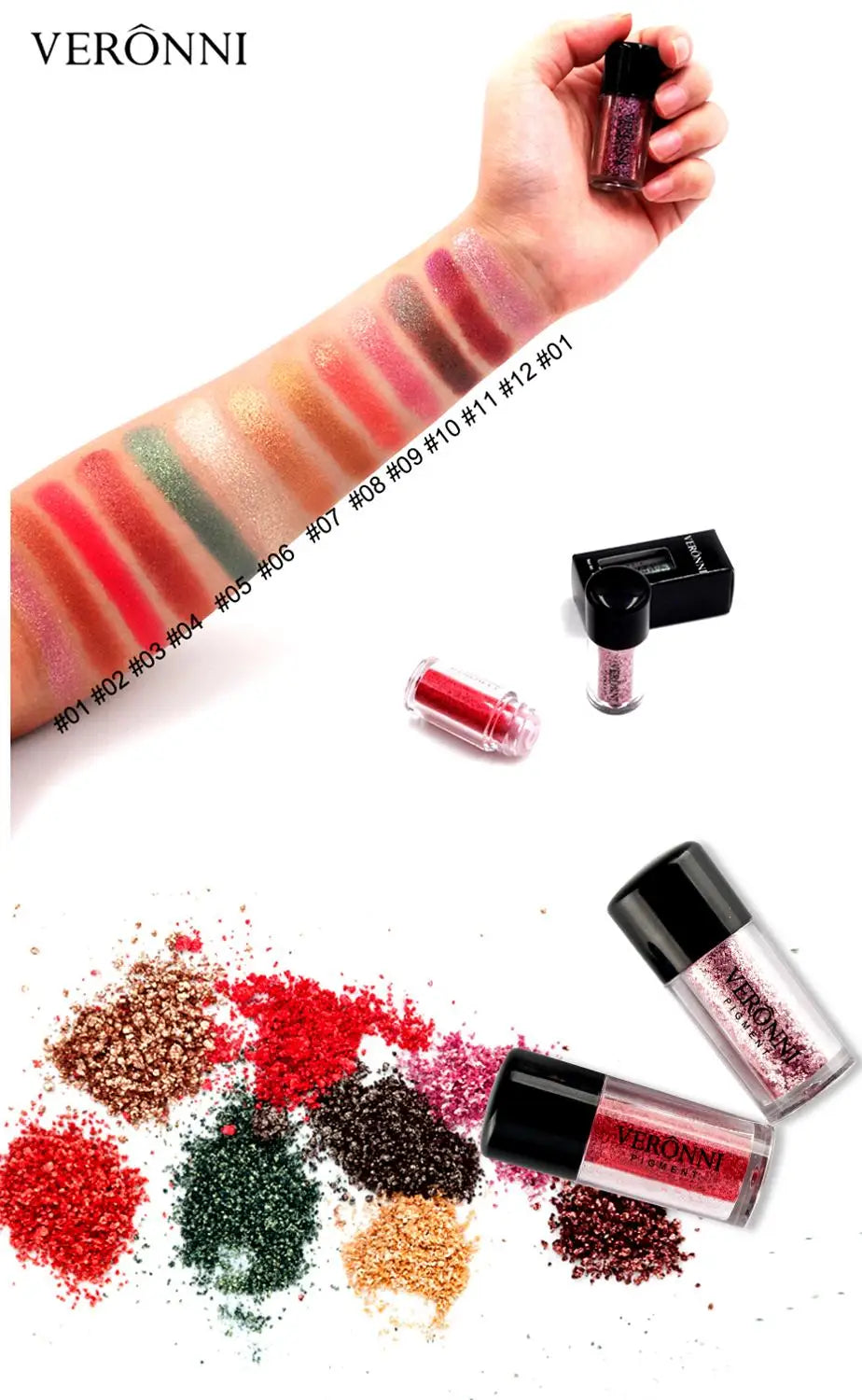 Stick d'ombre à paupières liquide pailletée monochrome, paillettes dorées et violettes